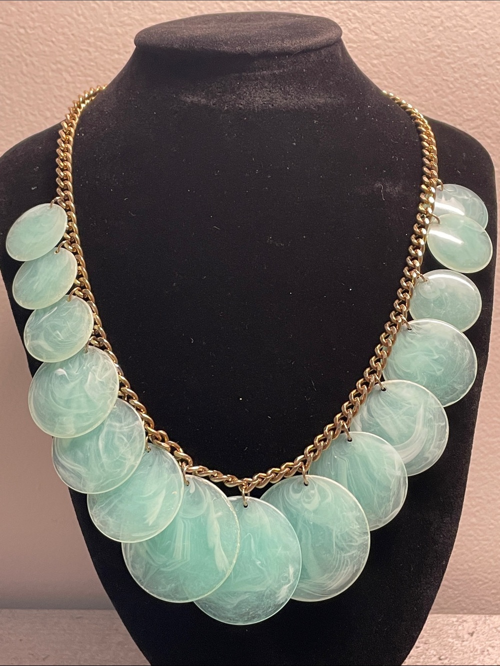 Mint Green Statement Disc Necklace - Women Jewelry